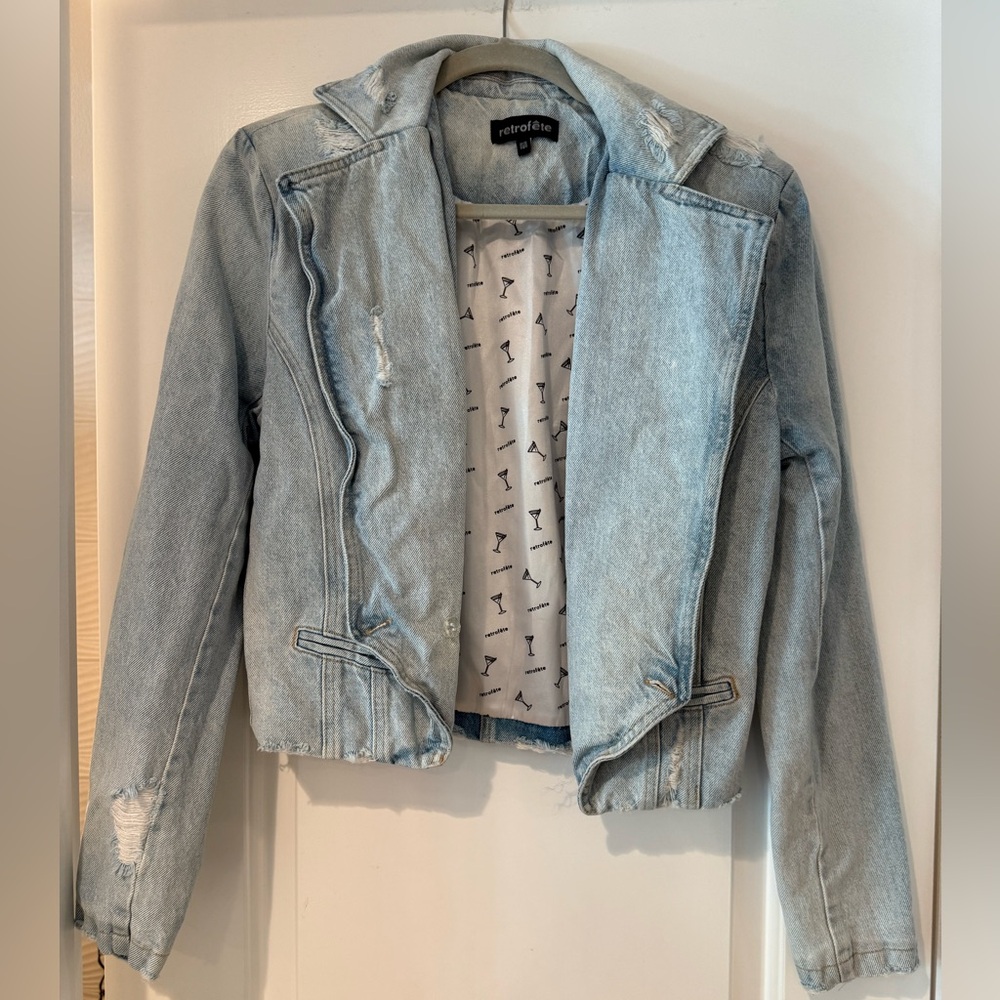 Retrofete Light Blue Distressed Jean Jacket